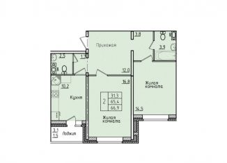 Продажа 2-ком. квартиры, 66.9 м2, Липецк
