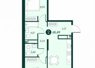 2-ком. квартира на продажу, 68.5 м2, Курганская область