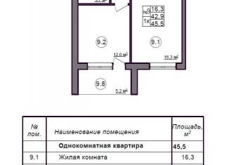 Продам 1-комнатную квартиру, 45.5 м2, Дубовское сельское поселение