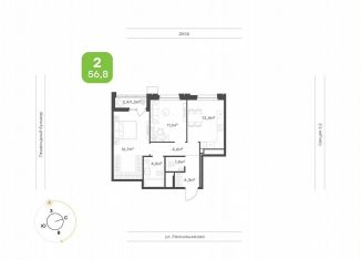 Продается 2-комнатная квартира, 56.8 м2, Татарстан