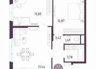 2-ком. квартира на продажу, 59.2 м2, Тула, Пряничная улица, 8