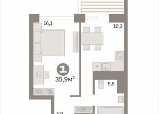1-ком. квартира на продажу, 35.9 м2, Красногорск, ЖК Спасский Мост, Красногорский бульвар