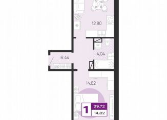 1-ком. квартира на продажу, 39.7 м2, Брянск