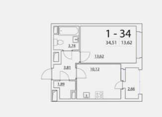 Продается 1-комнатная квартира, 34.5 м2, Санкт-Петербург, Планерная улица, 95к1, ЖК Нью Тайм