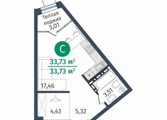 Продаю квартиру студию, 33.7 м2, деревня Дударева, улица Сергея Джанбровского, 27к1