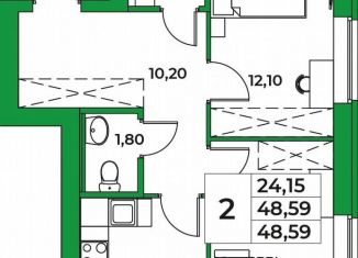 Продам двухкомнатную квартиру, 48.6 м2, Республика Башкортостан