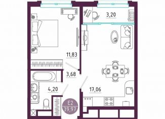 Однокомнатная квартира на продажу, 40 м2, Тула, Пряничная улица, 7