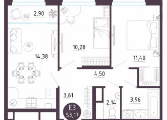 Продается двухкомнатная квартира, 53.2 м2, Тула, Пряничная улица, 9