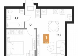 Продаю однокомнатную квартиру, 39.9 м2, Курск