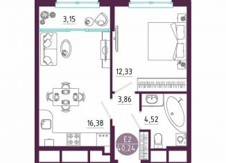 Продам однокомнатную квартиру, 40.2 м2, Тула, Пряничная улица, 7