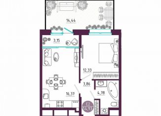 Однокомнатная квартира на продажу, 54.9 м2, Тула, Пряничная улица, 7