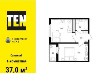 Продаю 1-ком. квартиру, 37 м2, Ростов-на-Дону, ЖК Пятый Элемент