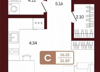 Продажа 1-ком. квартиры, 31.9 м2, село Акбердино