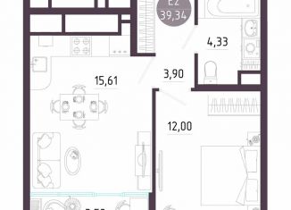Продажа 1-комнатной квартиры, 39.3 м2, Тула, Пряничная улица, 8