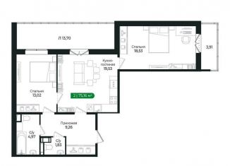 Продам 2-ком. квартиру, 75.2 м2, Сертолово