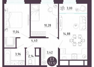 Продажа 2-комнатной квартиры, 53.1 м2, Тула, Пряничная улица, 9
