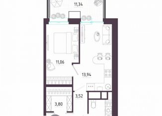Однокомнатная квартира на продажу, 51.9 м2, Тула, Пряничная улица, 8