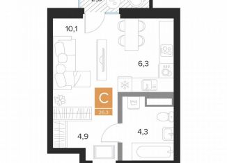Продается квартира студия, 26.3 м2, Курск