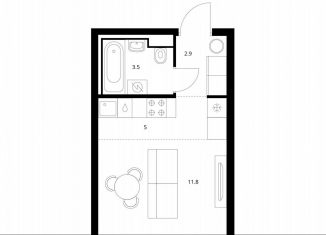 Продам квартиру студию, 23.2 м2, Санкт-Петербург, муниципальный округ Волковское