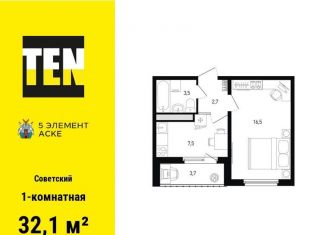 Продам 1-комнатную квартиру, 32.1 м2, Ростов-на-Дону, ЖК Пятый Элемент