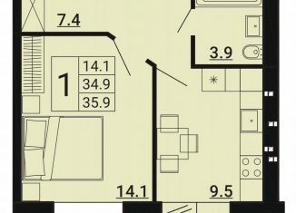 1-ком. квартира на продажу, 35.9 м2, Орловская область, бульвар Героев, 7