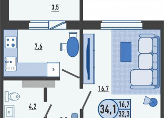 Продам однокомнатную квартиру, 34.4 м2, Орловская область, Раздольная улица, 11А