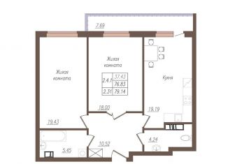 Продается двухкомнатная квартира, 79.1 м2, Орёл, улица Генерала Родина, 66Ак1, микрорайон Весёлая Слобода