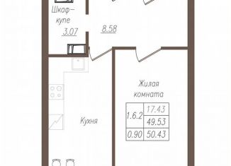 Продается 1-комнатная квартира, 50.3 м2, Орёл, улица Генерала Родина, 66Ак1, микрорайон Весёлая Слобода