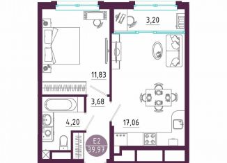 Продам 1-ком. квартиру, 40 м2, Тула, Пряничная улица, 7
