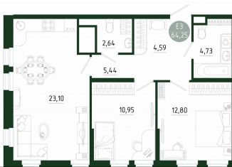 Продается двухкомнатная квартира, 64.3 м2, Тула, улица Генерала Маргелова, 9В