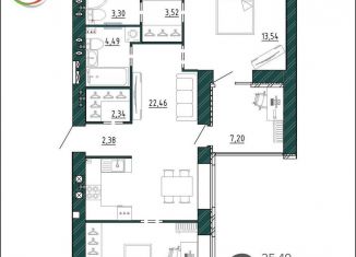 Продается 2-комнатная квартира, 67.6 м2, Брянск