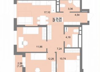 Продаю 3-ком. квартиру, 72.6 м2, Екатеринбург, Тенистая улица, 8с5, ЖК На Тенистой