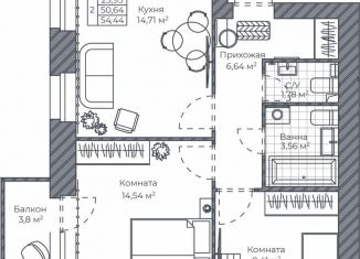 2-ком. квартира на продажу, 54.4 м2, Ярославль, Малая Техническая улица, 5