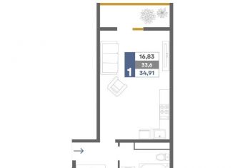 Квартира на продажу студия, 34.9 м2, Крым