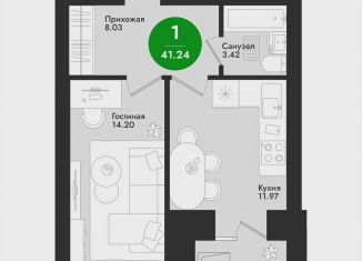 Продажа однокомнатной квартиры, 41.2 м2, Йошкар-Ола, микрорайон Гомзово