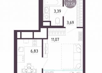 Продаю 1-ком. квартиру, 27.6 м2, Тула, Пряничная улица, 8