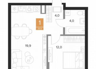 Продажа 1-ком. квартиры, 39.9 м2, Курск