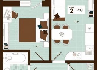 Продажа 2-комнатной квартиры, 39.1 м2, Тула