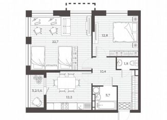 2-ком. квартира на продажу, 63.6 м2, Дагестан, ЖК Гранатовый, блок16