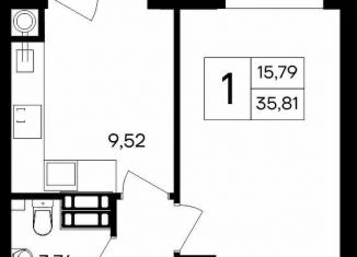 Продаю однокомнатную квартиру, 35.8 м2, посёлок городского типа Гвардейское, Привокзальная улица