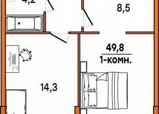 Продам 1-комнатную квартиру, 47.4 м2, Ульяновск, улица Варейкиса, 48, ЖК Заря
