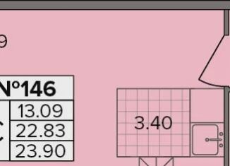 Квартира на продажу студия, 23.9 м2, деревня Новое Девяткино, Лесная улица, 19