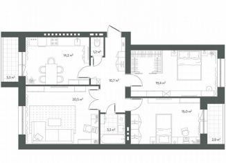 Продам 3-ком. квартиру, 91.3 м2, посёлок городского типа Петра Дубрава, улица Строителей, 7