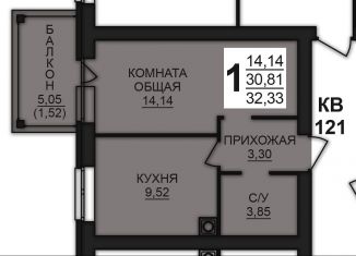 1-ком. квартира на продажу, 36.1 м2, деревня Дерябиха, деревня Дерябиха, 82