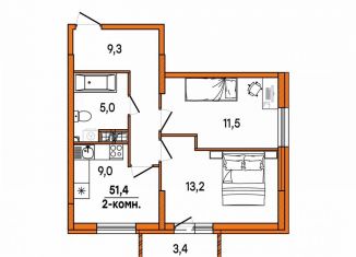 Продажа двухкомнатной квартиры, 49 м2, Ульяновск, улица Варейкиса, 48, ЖК Заря