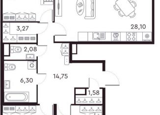 Продаю трехкомнатную квартиру, 117.6 м2, Санкт-Петербург, метро Крестовский остров, Петровский проспект, 22к2