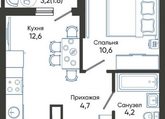 Продаю 1-комнатную квартиру, 33.7 м2, Новороссийск, ЖК Облака 2