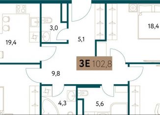 Четырехкомнатная квартира на продажу, 103.2 м2, Москва, Винницкая улица, 8к1