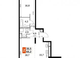 Продается двухкомнатная квартира, 65.2 м2, Москва, жилой комплекс Сидней Сити, к2, метро Народное Ополчение