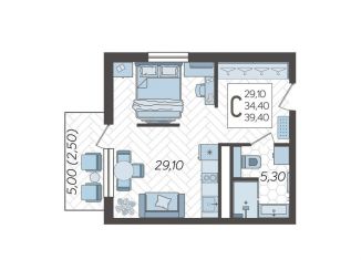 Продаю квартиру студию, 39.4 м2, село Эстосадок, набережная Полянка, 1